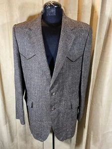 Mens Vtg 70s Panhandle Slim Western Blazer Size 46L Brown 2 Button Poly/Wool - Picture 1 of 9