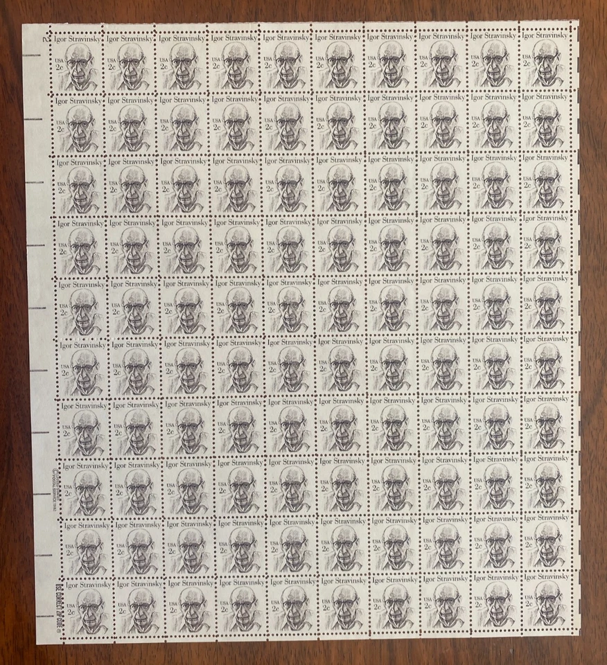 SCOTT 1845   IGOR STRAVINSKY 2 CENT M  NH FULL SHEET OF 100 - Image 1 of 1