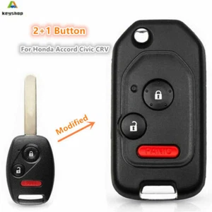 2+1 Button Flip Key Shell Remote Case Fob For Honda Accord Civic CRV Polit Fit - Picture 1 of 4