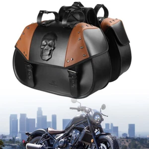 Motorcycle Saddlebags Tool Side Saddle Bag Storage Luggage Waterproof PU Leather - Picture 1 of 12