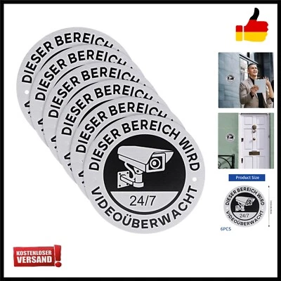 6 x Schild Videoüberwachung Privatgrundstück, Achtung Videoüberwacht Schild K...