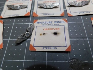 WWII US U.S. Army Air Force Observer Sterling Silver Wings Badge Small Bin Back - Picture 1 of 5