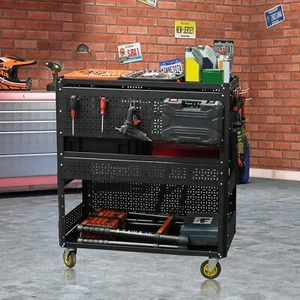 Rolling Tool Cart, 3 Tier Detachable Utility Tool Storage Organizer For Garage - Picture 1 of 7