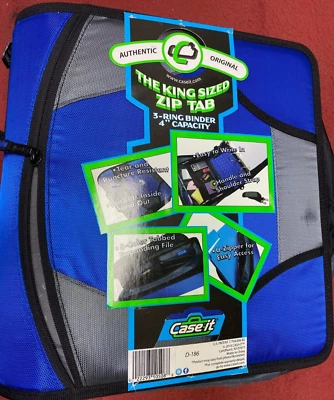 LOTE DE 3 CARPETAS CASE-IT TAMAÑO KING CREMALLERA LENGÜETA AZUL NEGRO D-146 D-186 NUEVAS Foto 1 de 4