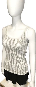 Armani Exchange Women's Tank Top Slim Fit Sequin White Gray AX Size M New RARE - Picture 1 of 4