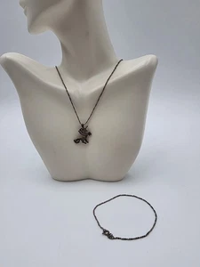 VTG .925 Italy Filagree Unicorn Bracelet and Necklace on Chain Dainty 18" - Picture 1 of 11