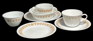 Lote de 7 piezas vintage Corelle Butterfly Gold (platos, cuenco, tazas, azucarero) - Imagen 1 de 20