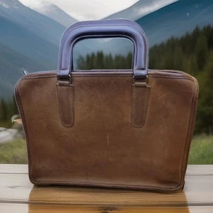 1970’s Vintage Brown Leather Bonnie Cashin Coach Briefcase Bag 13x9x2 - Bild 1 von 15