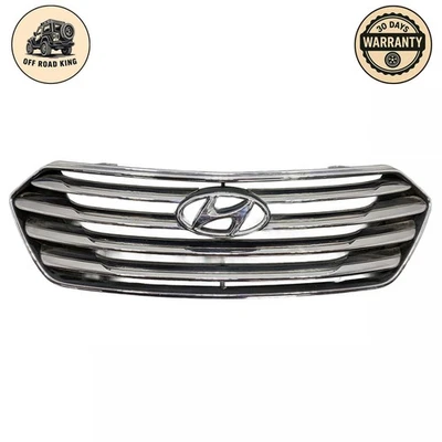 Hyundai Santa Fe 2013-2016 OEM parachoques delantero parrilla cromada con emblema Foto 1 de 4