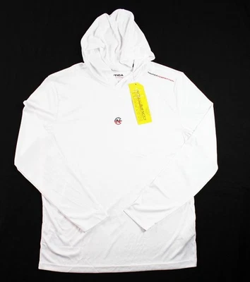 Camiseta com capuz masculina Nautica M pulôver competição desempenho mangas compridas branca - Imagem 1 de 4