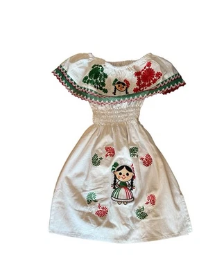 Девочка белое платье, мексиканские девочки платье, хлопковое платье, вышитое платье, - Изображение 1 из 4