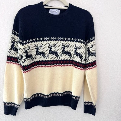 Scudder Mens Vintage Crew Sweater Size M Reindeer Holiday Christmas Winter - Image 1 of 4