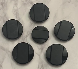 Vintage 6  Czech Black  Glass Buttons Button Lot 137-1 - Picture 1 of 9