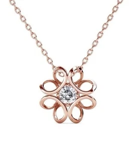 18k Rose Gold Plated Pendant Necklace Made with Swarovski Crystals - Picture 1 of 5