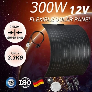 12V 300W Flexible Solar Panel Kit 300 watt Caravan Camping Home Battery Charging - Picture 1 of 10