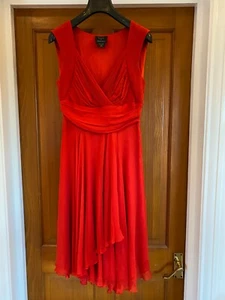 Gauri & Nainika Silk Dress UK 8 Red Floaty 100% Silk Formal Party Wedding - Picture 1 of 7