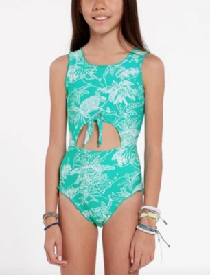 VOLCOM Kids Aqua Island Hop One Piece Swimsuit L9126 Girls Size 12 - Image 1 of 2