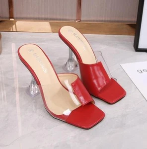 Mujer Zapatillas PVC Transparente Tacones Altos Sandalias Moda Verano Zapatos Fiesta - Imagen 1 de 15