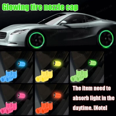 4X tampas de haste de válvula de pneu de carro luminosas tampas de ar de pneu brilhante tampas de válvula de pneu - Imagem 1 de 4