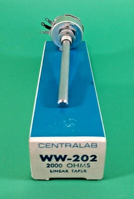 CENTRALAB WW-202 2K OHM 5W LINEAR TAPER POTENTIOMETER   - Image 1 of 4