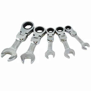 5 Stck. Flexi kurzer Ratschenschlüssel 10-19 mm metrisch Schraubenschlüssel Getriebe 72 Zähne CRV - Bild 1 von 3