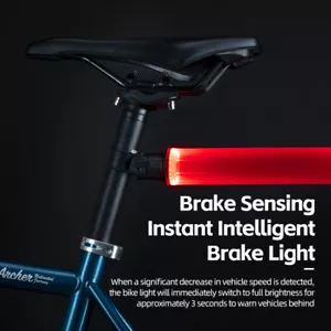 ROCKBROS Bike Tail Light Rechargeable Waterproof Smart Rear Light Auto-sensing - Picture 1 of 11