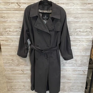 Vintage London Fog L.E. Womens Size 14P Trench Coat Black Hooded Removable Liner - Picture 1 of 19