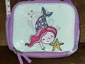 Mermaid Sequin Purple Single Compartment Insulated Zip Lunch Box Bag Tote Nwt - Picture 1 of 6