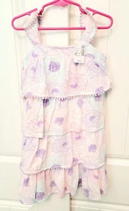 Abito estivo pom a strati 4T per bambini posto bambina floreale bianco viola nuovo con etichette - Foto 1 di 9