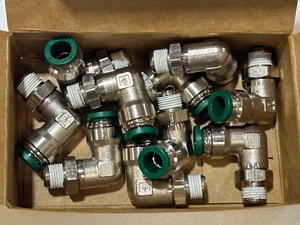 10 Parker W169PLP-5-2 Messing vernickelt Prestolok 90° drehbarer Winkel 5/16" Rohr - Bild 1 von 3