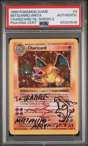 SHADOWLESS CHARIZARD AUTO Mitsushiro Arita Signed Pokemon Card #4 1999 WOTC - Picture 1 of 2