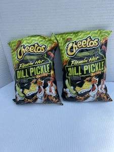 Two Bags New Limited Edition Cheetos Flamin Hot Dill Pickle Cheese Crunchy 8.5oz - Imagen 1 de 6