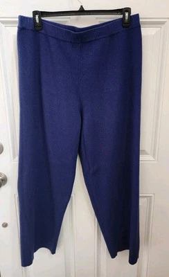 Calça suéter de malha WYNNELAYERS MARLA WYNNE azul plana perna reta tamanho 1X - Imagem 1 de 4