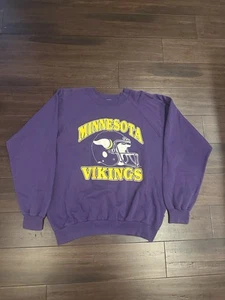 Vintage Trench Minnesota Vikings Crewneck Sweatshirt Size Large NFL Made in USA - Picture 1 of 6