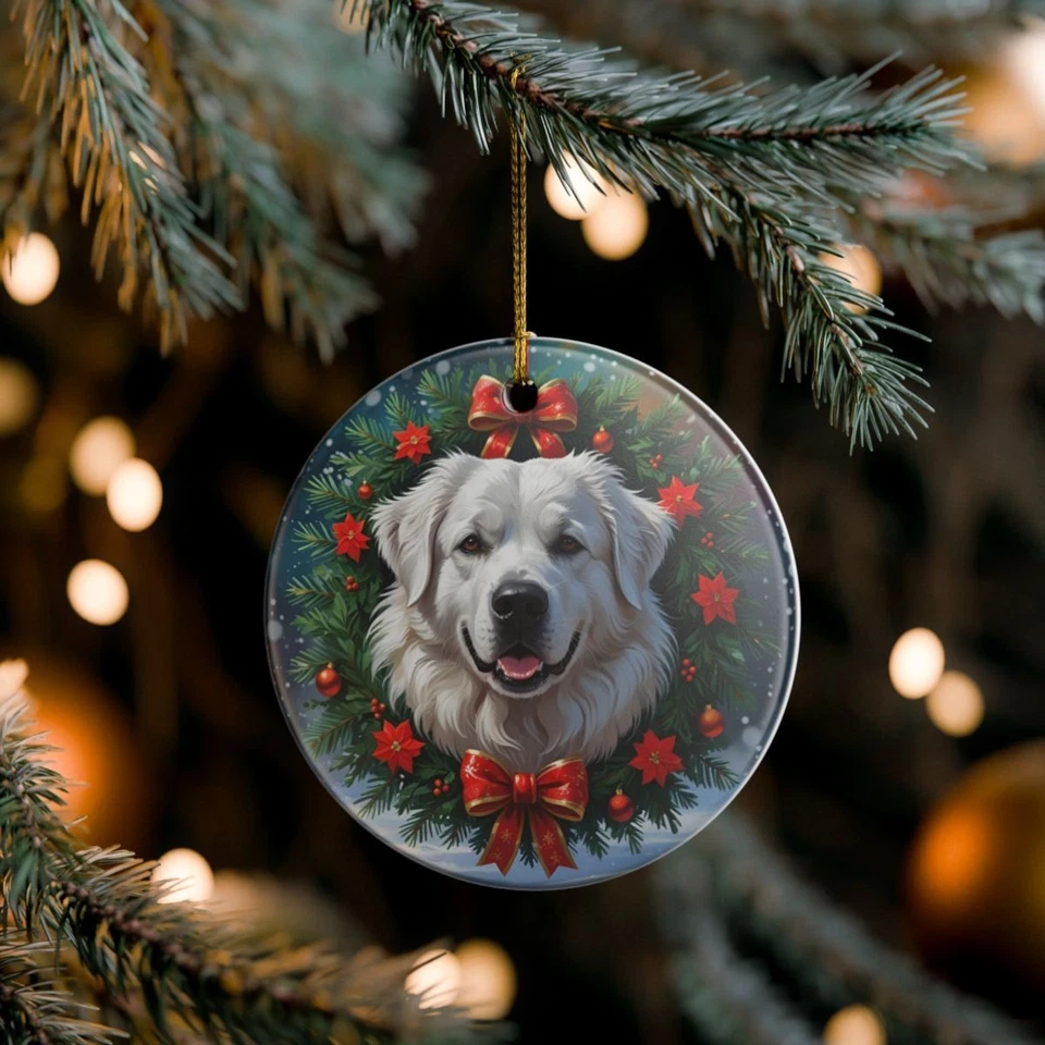 Adorno navideño de cerámica coleccionable de los Grandes Pirineos Foto 1 de 1