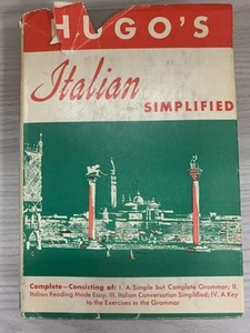 Hugo’s Italian Simplified 1950s Vintage Grammar Hardcover Dust Jacker - Picture 1 of 12