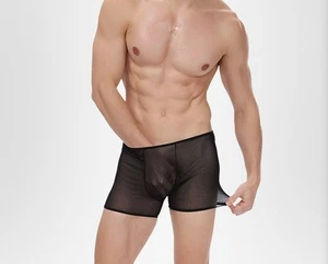 Boxer taille M noir total transparent sheer Ref S16 neofan homme sexy - Imagen 1 de 8