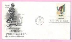 USA 1969 Art Craft FDC - HOPE - EASTER SEAL SOCIETY - Cds COLUMBUS & FIRST DAY - Picture 1 of 2