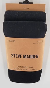 2 Pair Steve Madden Control Top Microfiber Tights Size 1X/2X Black - Picture 1 of 3