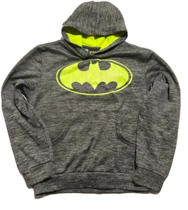Kids Grey Sport Fleece Batman Hooded Sweatshirt-Small - Picture 1 of 5