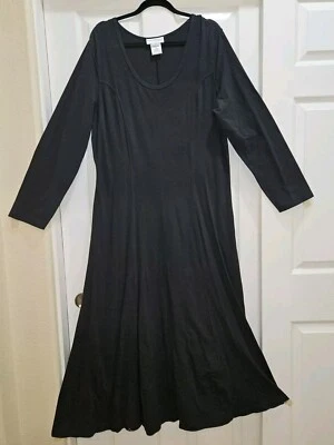 Vestido negro largo con mangas largas clásico, elegante y elegante para mujer 1X Foto 1 de 4