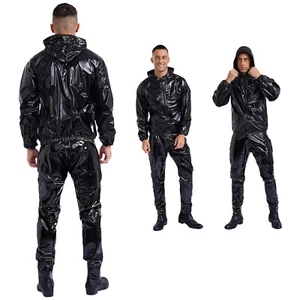 Unisex Mujer Hombre Chaqueta Con Pantalones Correr PVC Traje para Sudar Sauna Traje Entrenamiento - Imagen 1 de 23