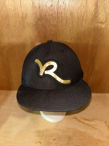 Vintage Rocawear Fitted 7 3/8 Black Hat Gold Logo Sample Cap Made in Korea - Picture 1 of 11