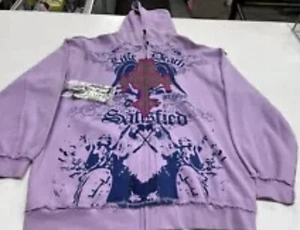 BLAC LABEL Full Zip PurpleHoodie “Like D**th The Greedy Are Never Satisfied” 3XL - Picture 1 of 1