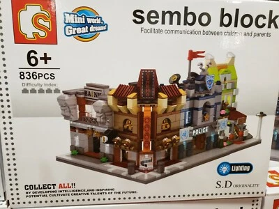 SemboCity Street Police Station Bank Oinema Restaurant Blocks Building Toy 4Pcs - Image 1 of 4