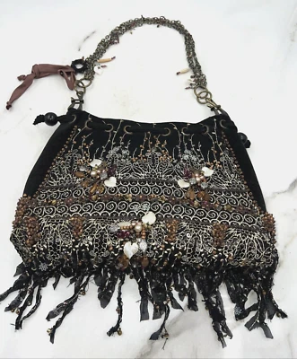 De Colección Mary Frances Cartera Mujer Bolso de Hombro Cadena Lentejuelas Cuentas Cordón Foto 1 de 4