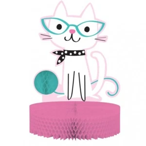 Purr-Fect Kitty Cat Party Honeycomb Centerpiece 11.5" x 9" Paper Birthday Party - Picture 1 of 1