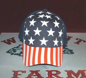 Stars And Stripes "Old Glory" Patriotic Mesh Backed Breathable 100% Cotton Cap. - Picture 1 of 3