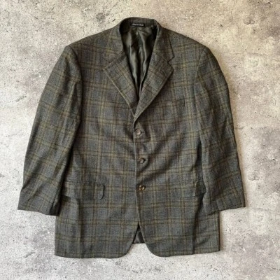 Blazer chaqueta de lana a cuadros para hombre Trussardi abrigo deportivo marrón talla L 54R Foto 1 de 4