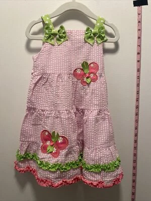 Платье для девочек Emily Rose размер 3t розовые бабочки вихревые банты хорошее состояние б/у  - Изображение 1 из 4